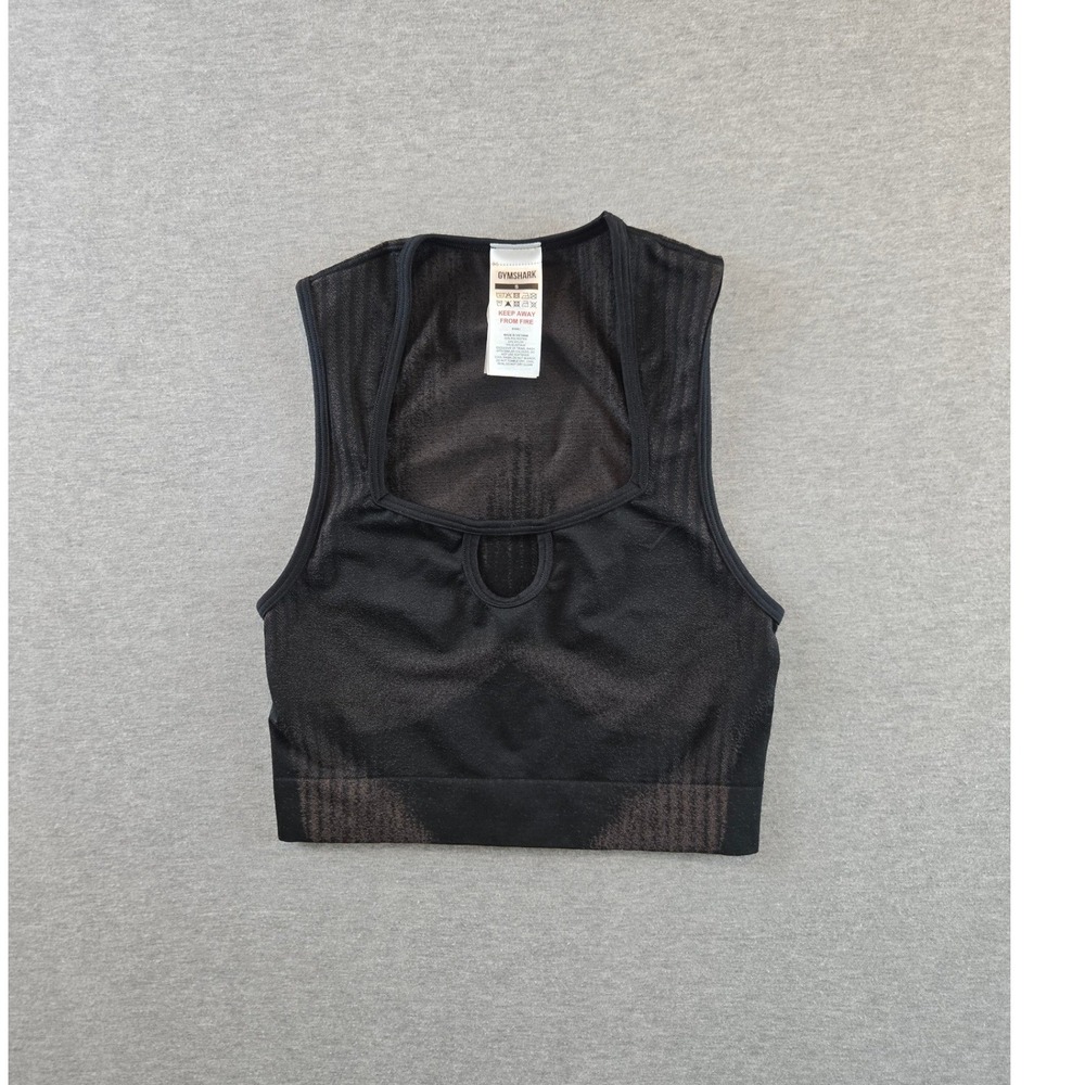 Gymshark Diffuse Seamless Cropped Tank Womens Small Black B3B9J Keyhole‎ Workout